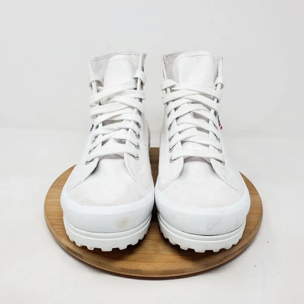Superga Platform‎ Shoes Womens 8 White Canvas High Chunky Lug Sole Sneaker